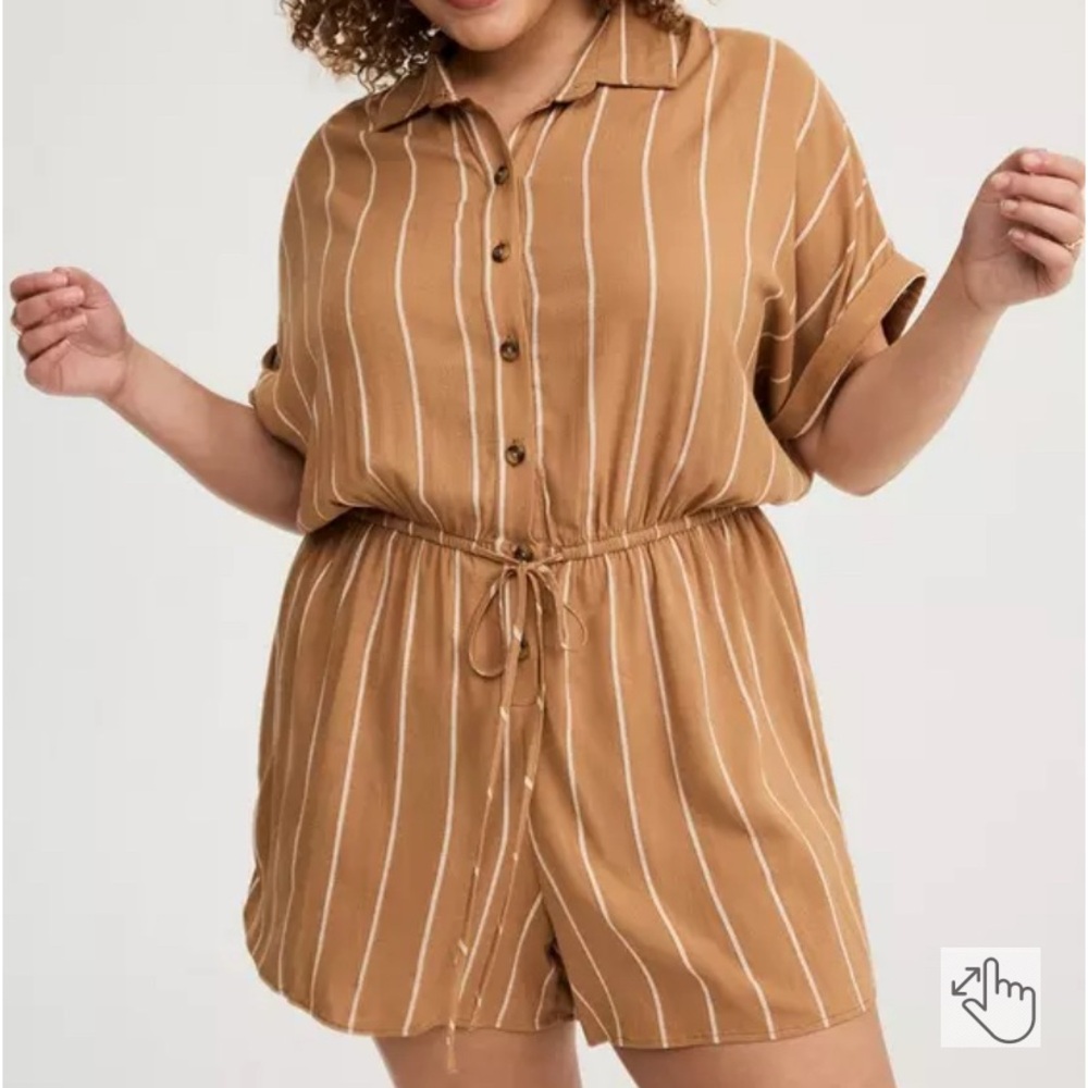 Torrid Tan and White Striped Romper